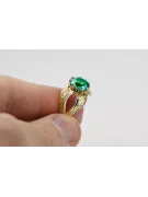 Szmaragd 14k żółte złoto Pierścionek Vintage Biżuteria vrc135y